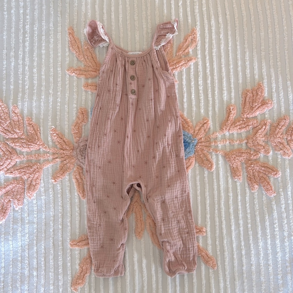 Emily and Oliver Salmon Pink Romper: Size 18 months